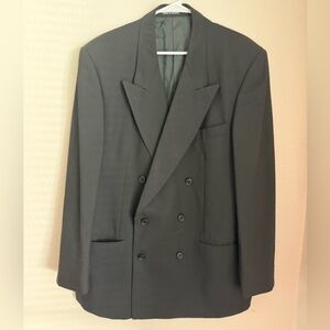 Vintage Yves Saint Laurent Classic Black Double-Breasted Men's Blazer 45 R